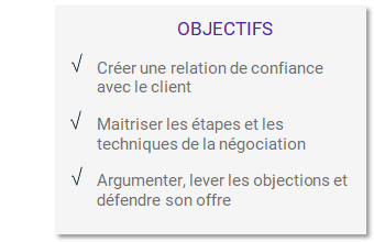 Objectifs formation négocier et vendre son prix