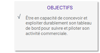 Objectifs formation Créer des outils de pilotage et les faire vivre