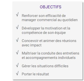 Objectifs formation Manager son équipe